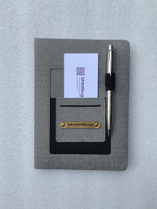 Silver Bottle, Fabric Diary and Pen Set