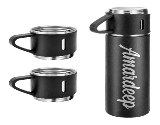 Stainless Steel Vacuum Flask Set with 3 Steel Cups Combo 500 ml