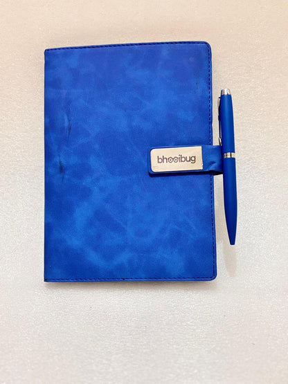 Customised Royal Blue Temperature Bottle, Magnet Flip Diary and Pen Set