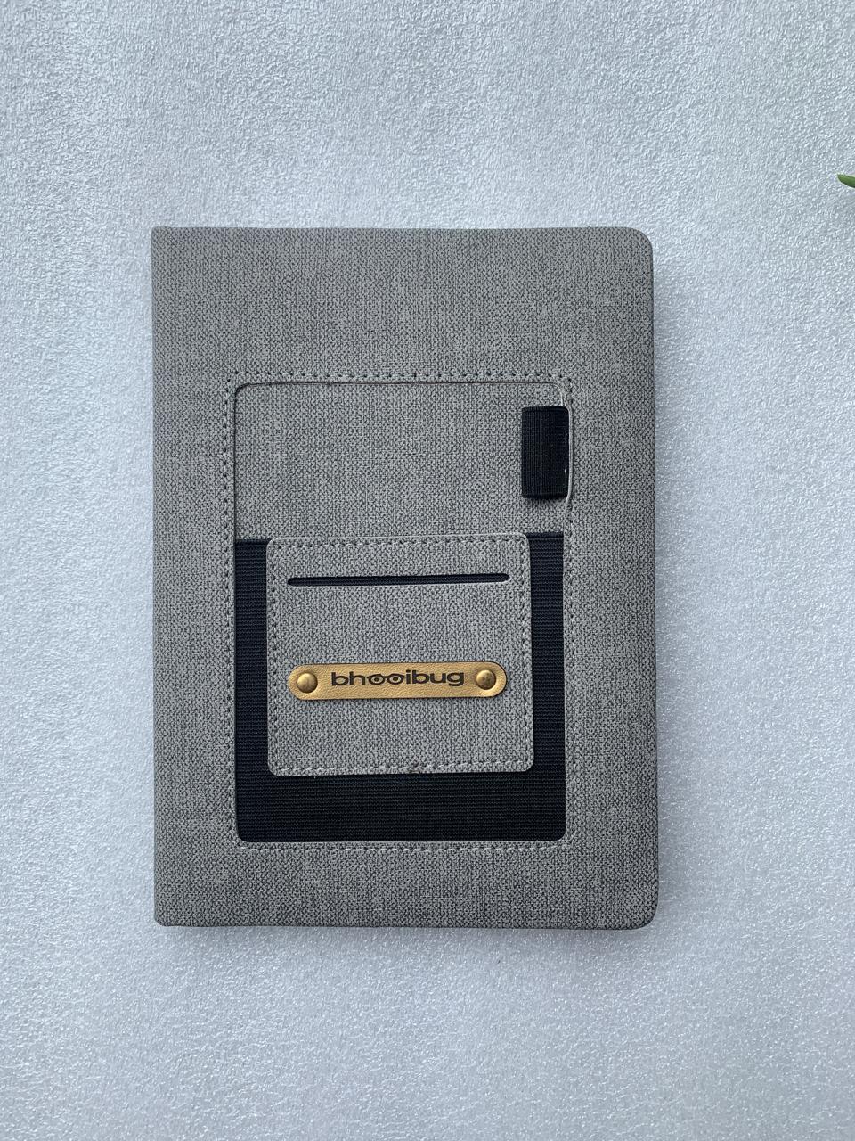 Silver Bottle, Fabric Diary and Pen Set